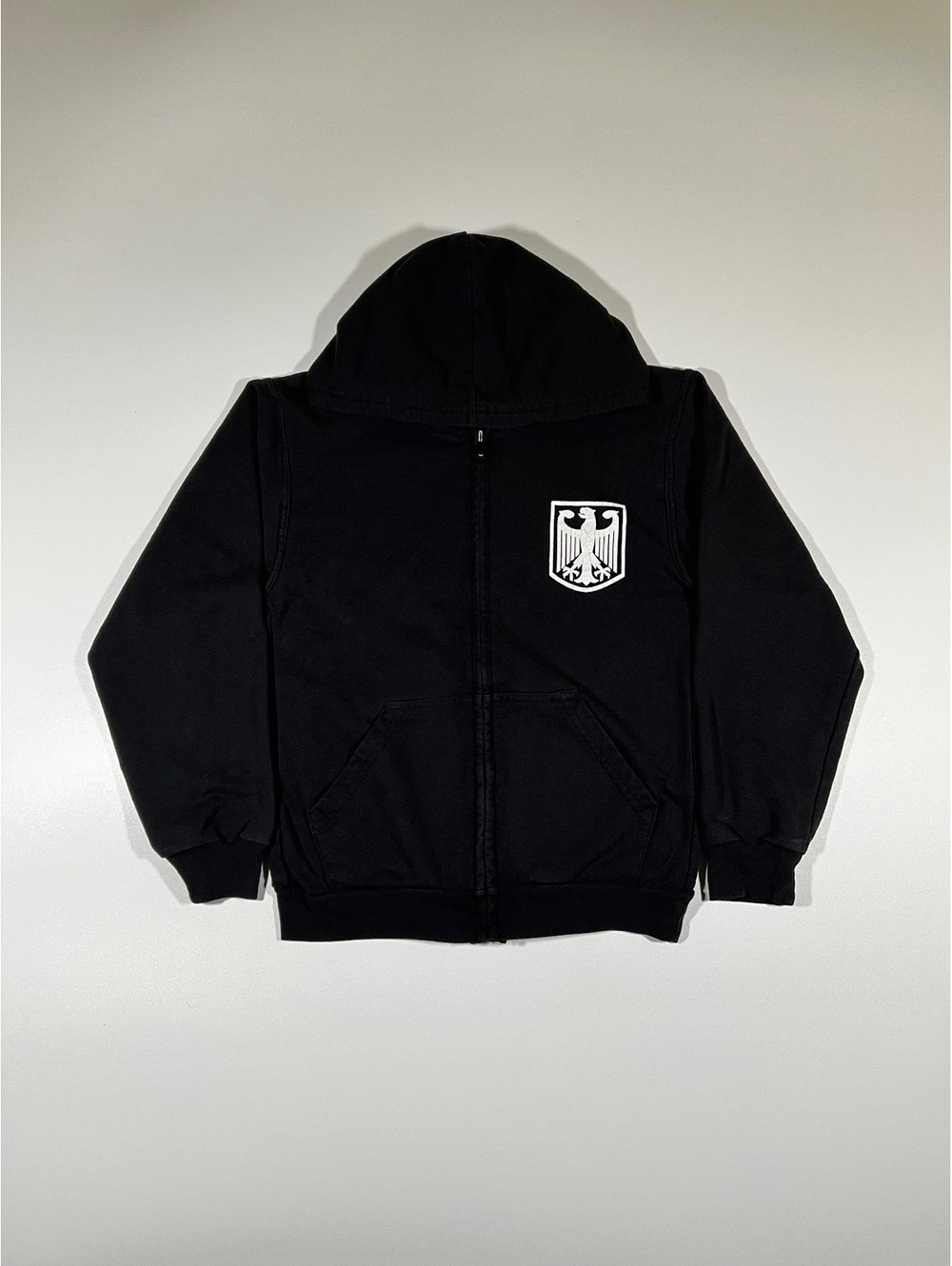 Black Full Zip Hoodie German Eagle Crest Logo Deutschland Sweatshirt